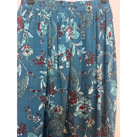 NWT Band Of The Free Large In Floral Print Boho Teal Red Aqua Maxi Skirt - Picture 6 of 16